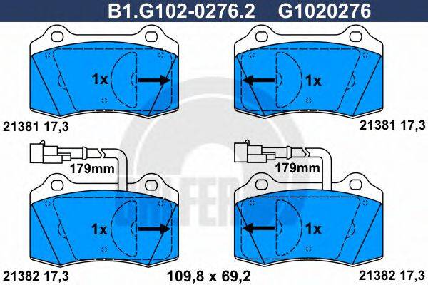 GALFER B1G10202762 Комплект гальмівних колодок, дискове гальмо