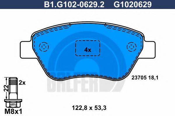 GALFER B1G10206292 Комплект гальмівних колодок, дискове гальмо