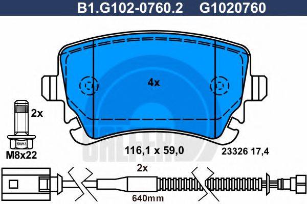 GALFER B1G10207602 Комплект гальмівних колодок, дискове гальмо