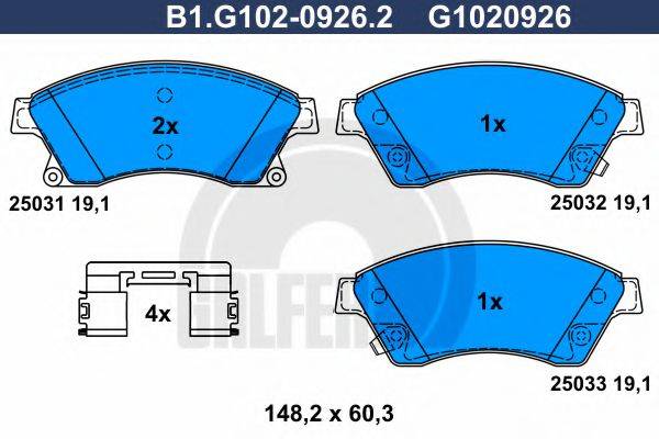 GALFER B1G10209262 Комплект гальмівних колодок, дискове гальмо