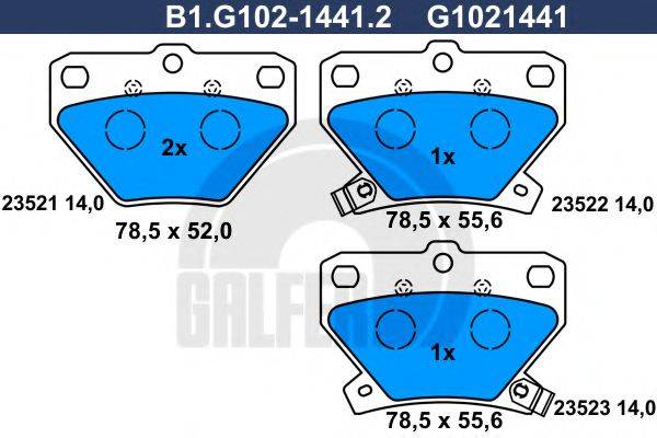 GALFER B1G10214412 Комплект гальмівних колодок, дискове гальмо