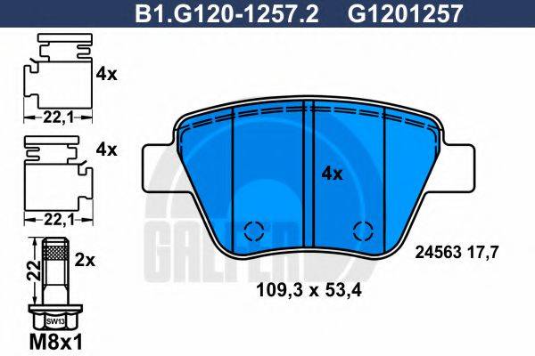 GALFER B1G12012572 Комплект гальмівних колодок, дискове гальмо