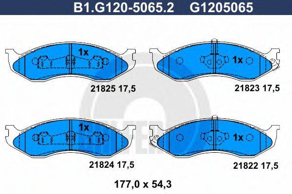 GALFER B1G12050652 Комплект гальмівних колодок, дискове гальмо