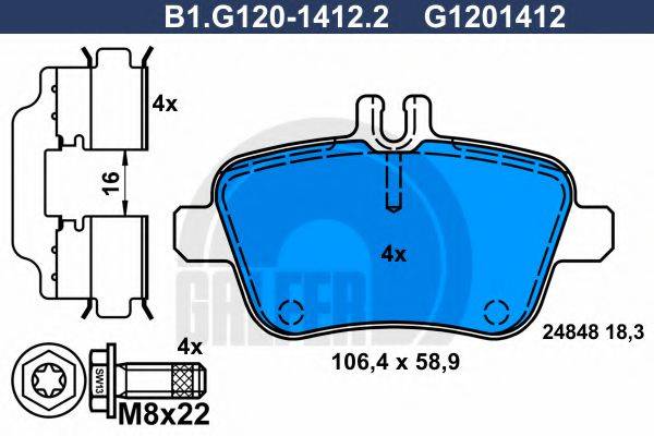 GALFER B1G12014122 Комплект гальмівних колодок, дискове гальмо