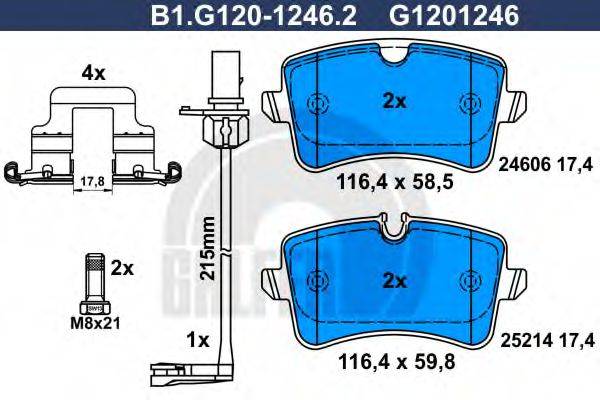 GALFER B1G12012462 Комплект гальмівних колодок, дискове гальмо