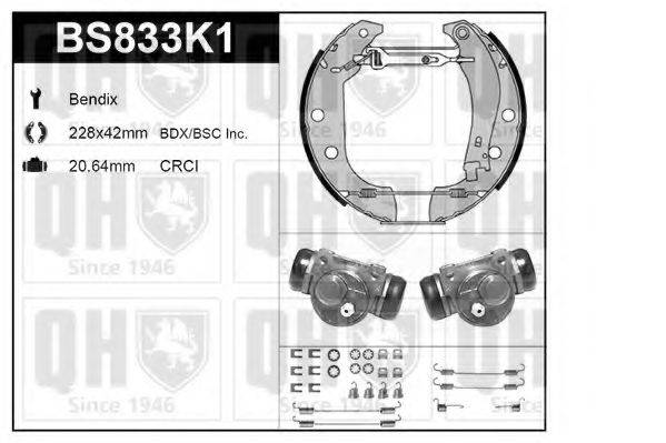 QUINTON HAZELL BS833K1 Комплект гальм, барабанний гальмівний механізм