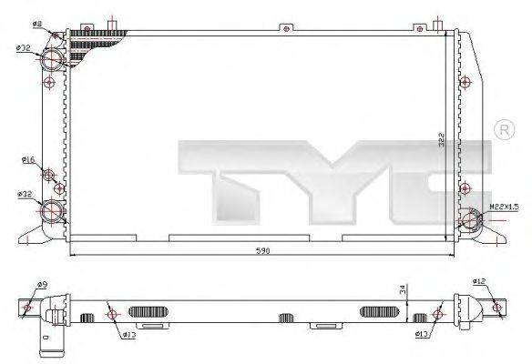 TYC 7020035 Радіатор, охолодження двигуна