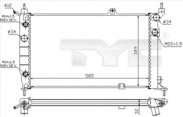 TYC 7250002 Радіатор, охолодження двигуна