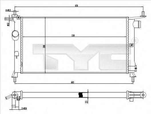 TYC 7250020 Радіатор, охолодження двигуна