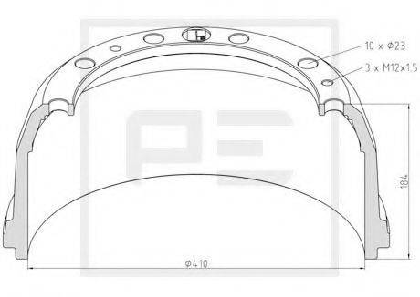 PE AUTOMOTIVE 01642700A Гальмівний барабан