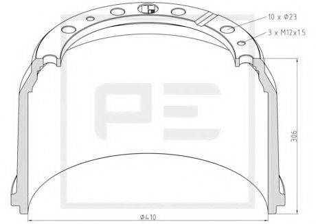 PE AUTOMOTIVE 01643100A Гальмівний барабан