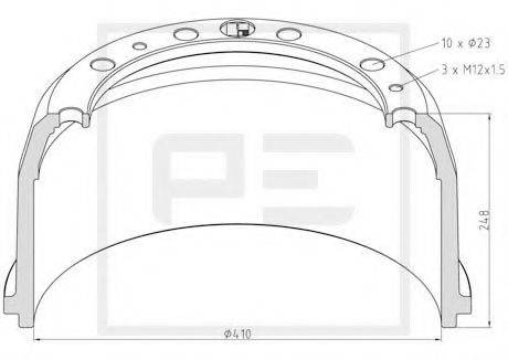 PE AUTOMOTIVE 01643600A Гальмівний барабан