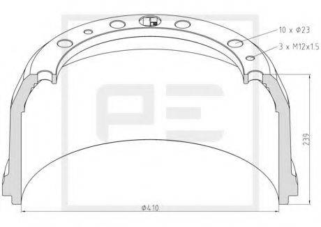 PE AUTOMOTIVE 01644200A Гальмівний барабан