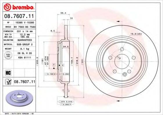 BREMBO 08760711 гальмівний диск