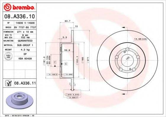 BREMBO 08A33610 гальмівний диск