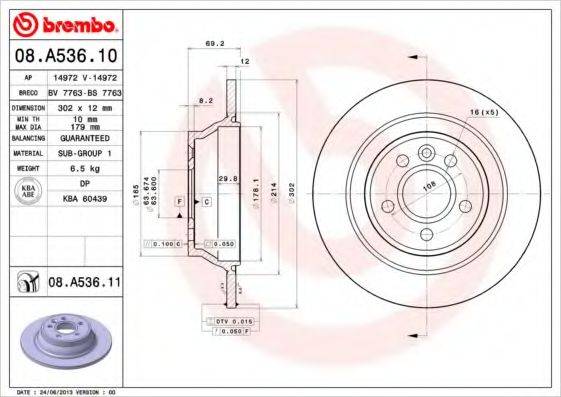 BREMBO 08A53610 гальмівний диск