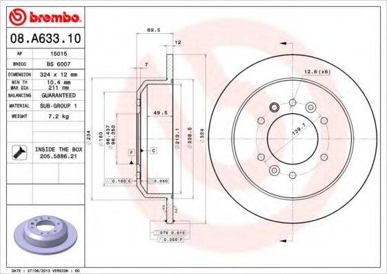 BREMBO 08A63310 гальмівний диск