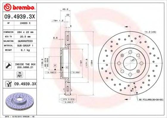 BREMBO 0949393X гальмівний диск