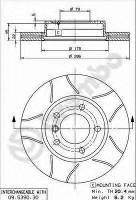 BREMBO 09539077 гальмівний диск