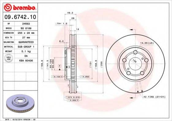 BREMBO 09674210 гальмівний диск