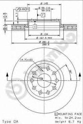 BREMBO 09676714 гальмівний диск