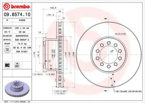 BREMBO 09857410 гальмівний диск