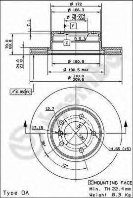 BREMBO 09917314 гальмівний диск