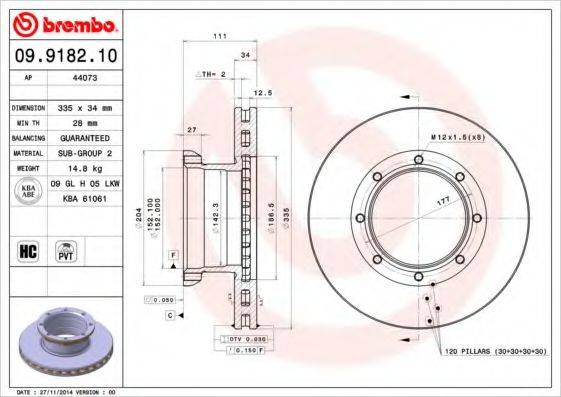 BREMBO 09918210 гальмівний диск