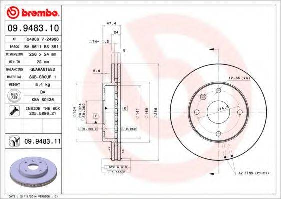 BREMBO 09948310 гальмівний диск