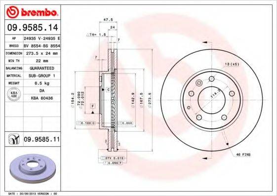 BREMBO 09958514 гальмівний диск