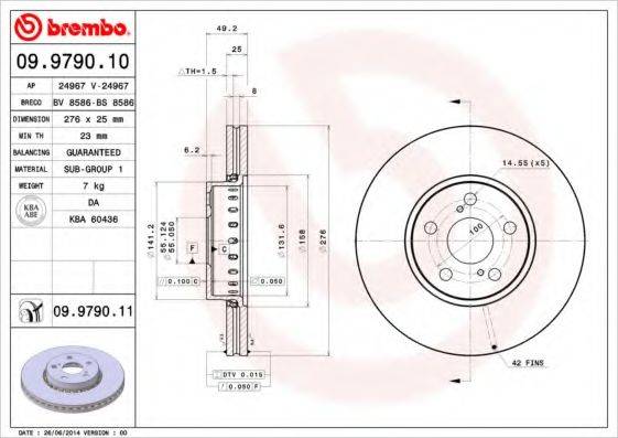 BREMBO 09979011 гальмівний диск