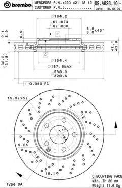 BREMBO 09A82810 гальмівний диск