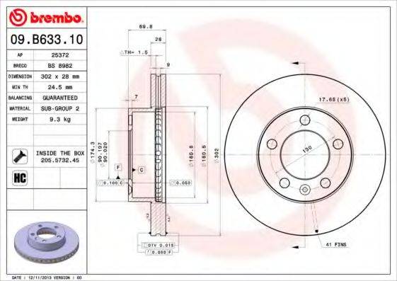 BREMBO 09B63310 гальмівний диск