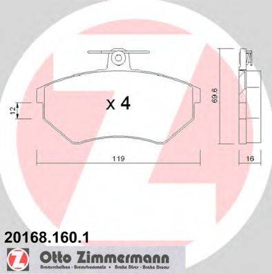 ZIMMERMANN 201681601 Комплект гальмівних колодок, дискове гальмо