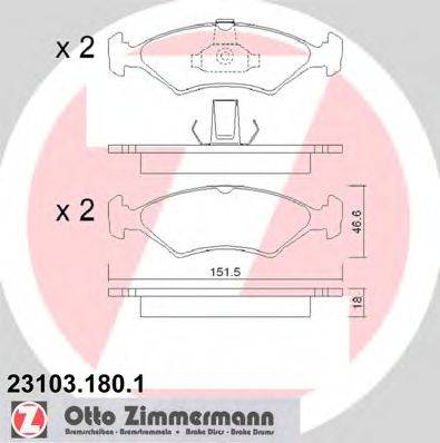 ZIMMERMANN 231031801 Комплект гальмівних колодок, дискове гальмо