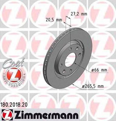 ZIMMERMANN 180201820 гальмівний диск