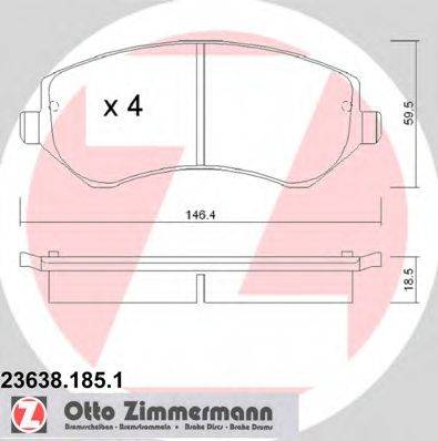 ZIMMERMANN 236381851 Комплект гальмівних колодок, дискове гальмо