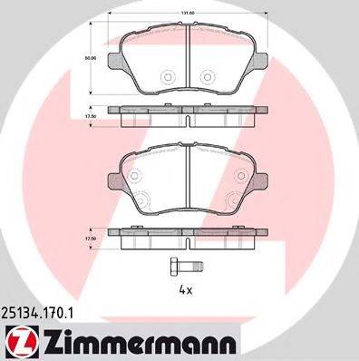 ZIMMERMANN 251341701 Комплект гальмівних колодок, дискове гальмо