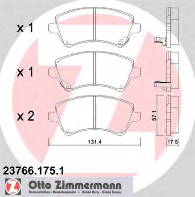 ZIMMERMANN 237661751 Комплект гальмівних колодок, дискове гальмо