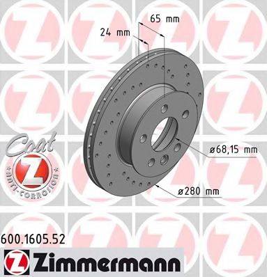 ZIMMERMANN 600160552 гальмівний диск