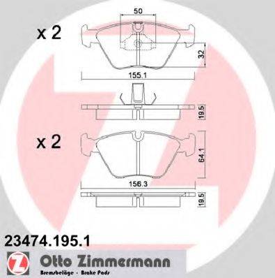 ZIMMERMANN 234741951 Комплект гальмівних колодок, дискове гальмо