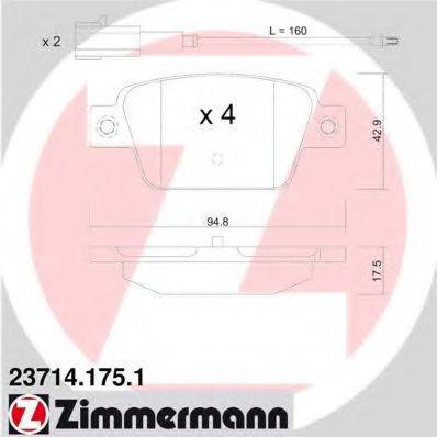 ZIMMERMANN 237141751 Комплект гальмівних колодок, дискове гальмо