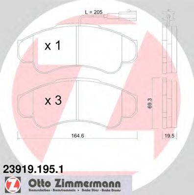 ZIMMERMANN 239191951 Комплект гальмівних колодок, дискове гальмо