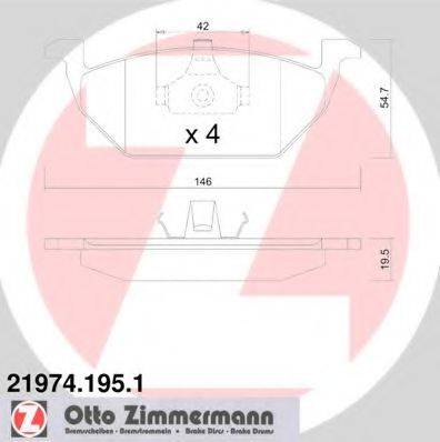 ZIMMERMANN 219741951 Комплект гальмівних колодок, дискове гальмо