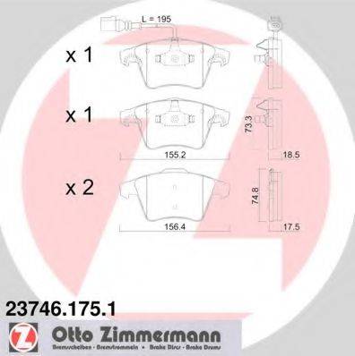 ZIMMERMANN 237461751 Комплект гальмівних колодок, дискове гальмо