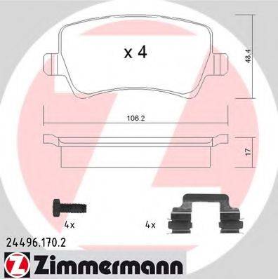 ZIMMERMANN 244961702 Комплект гальмівних колодок, дискове гальмо