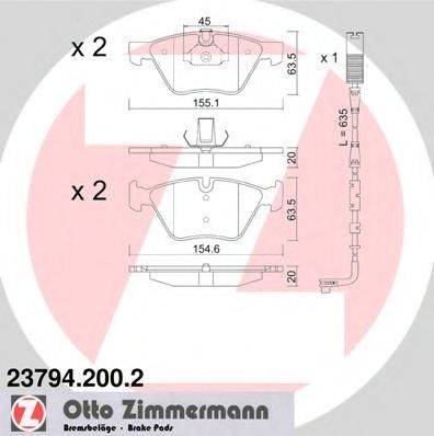 ZIMMERMANN 237942002 Комплект гальмівних колодок, дискове гальмо