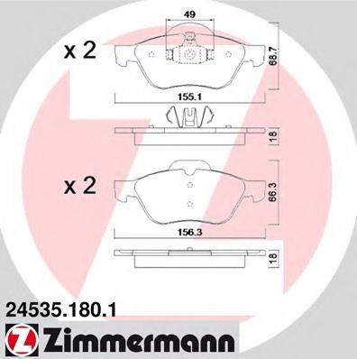 ZIMMERMANN 245351801 Комплект гальмівних колодок, дискове гальмо