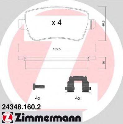 ZIMMERMANN 243481602 Комплект гальмівних колодок, дискове гальмо