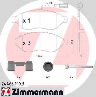 ZIMMERMANN 244681903 Комплект гальмівних колодок, дискове гальмо